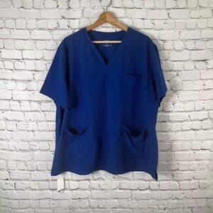 Cozyfit Royal Blue Scrub Top V-Neck 3-Pocket Medical Uniform Women 2XL NWT